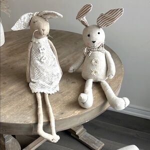 Tall Stuffed Bunny Plush Rabbits Shelf Sitting Easter Decor Set of 2